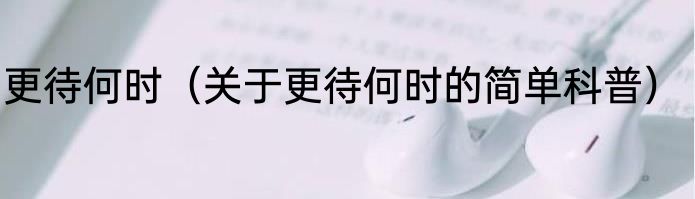 更待何时（关于更待何时的简单科普）