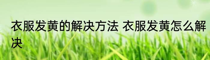 衣服发黄的解决方法 衣服发黄怎么解决
