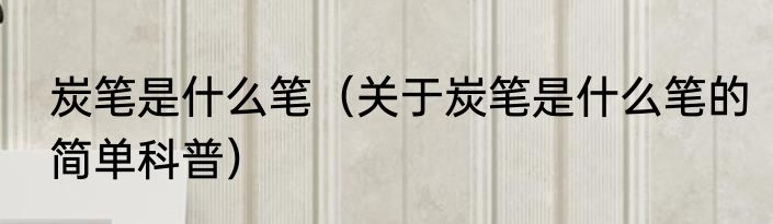 炭笔是什么笔（关于炭笔是什么笔的简单科普）