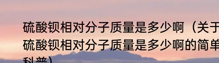硫酸钡相对分子质量是多少啊（关于硫酸钡相对分子质量是多少啊的简单科普）