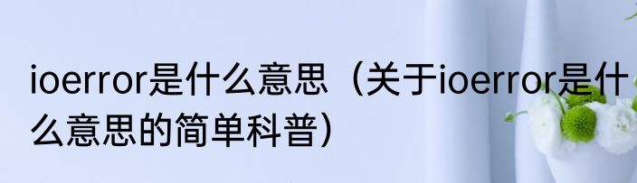 ioerror是什么意思（关于ioerror是什么意思的简单科普）
