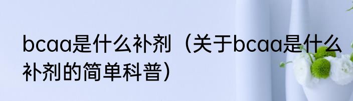 bcaa是什么补剂（关于bcaa是什么补剂的简单科普）