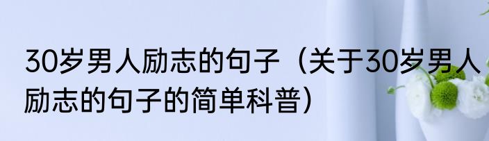 30岁男人励志的句子（关于30岁男人励志的句子的简单科普）