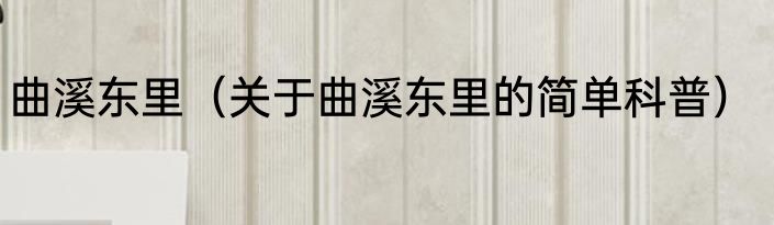 曲溪东里（关于曲溪东里的简单科普）