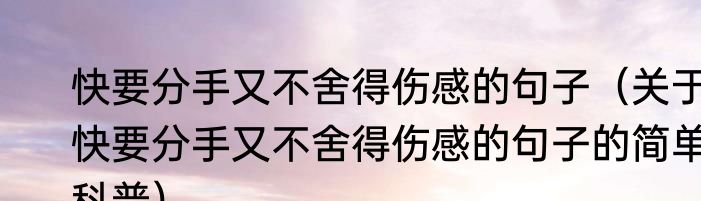 快要分手又不舍得伤感的句子（关于快要分手又不舍得伤感的句子的简单科普）