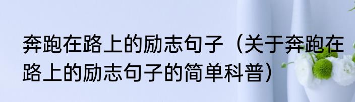 奔跑在路上的励志句子（关于奔跑在路上的励志句子的简单科普）
