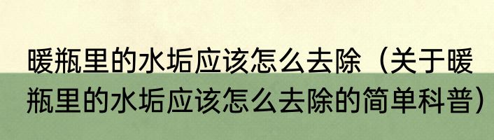 暖瓶里的水垢应该怎么去除（关于暖瓶里的水垢应该怎么去除的简单科普）