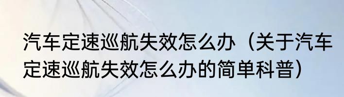 汽车定速巡航失效怎么办（关于汽车定速巡航失效怎么办的简单科普）