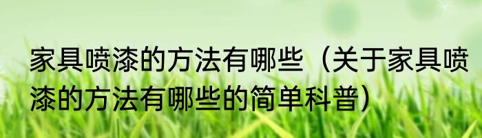 家具喷漆的方法有哪些（关于家具喷漆的方法有哪些的简单科普）