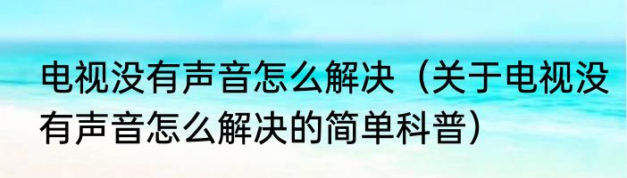 电视没有声音怎么解决（关于电视没有声音怎么解决的简单科普）