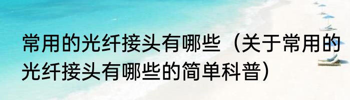 常用的光纤接头有哪些（关于常用的光纤接头有哪些的简单科普）