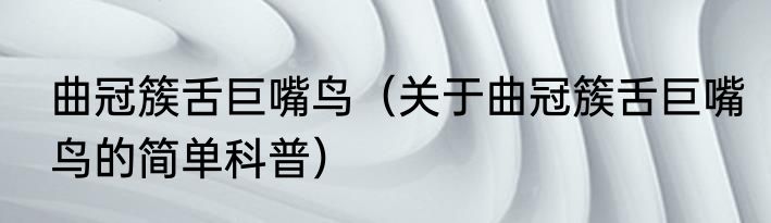 曲冠簇舌巨嘴鸟（关于曲冠簇舌巨嘴鸟的简单科普）