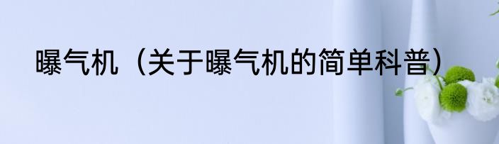 曝气机（关于曝气机的简单科普）