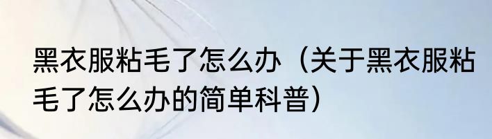 黑衣服粘毛了怎么办（关于黑衣服粘毛了怎么办的简单科普）