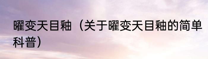 曜变天目釉（关于曜变天目釉的简单科普）