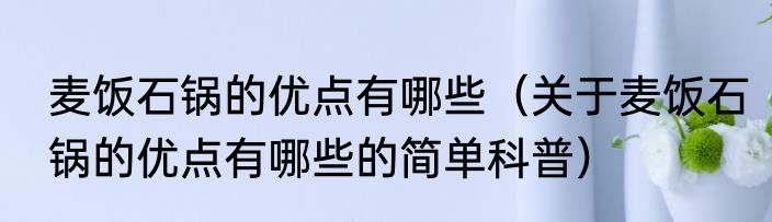 麦饭石锅的优点有哪些（关于麦饭石锅的优点有哪些的简单科普）