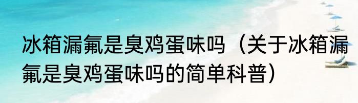 冰箱漏氟是臭鸡蛋味吗（关于冰箱漏氟是臭鸡蛋味吗的简单科普）