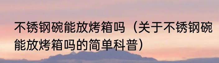 不锈钢碗能放烤箱吗（关于不锈钢碗能放烤箱吗的简单科普）