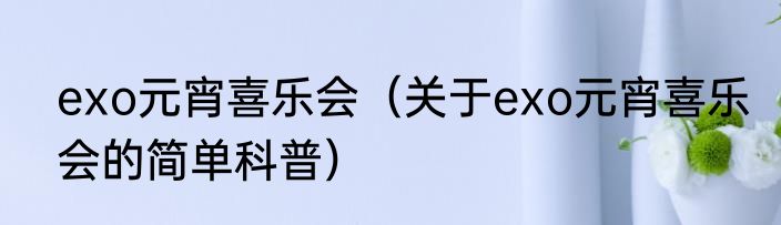exo元宵喜乐会（关于exo元宵喜乐会的简单科普）