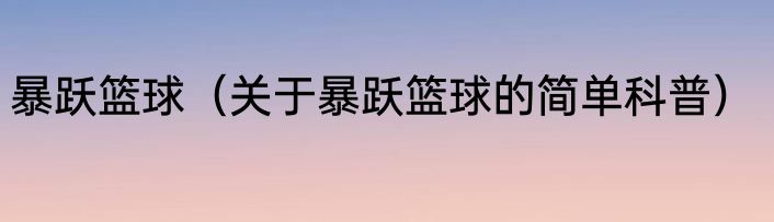 暴跃篮球（关于暴跃篮球的简单科普）