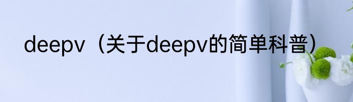 deepv（关于deepv的简单科普）