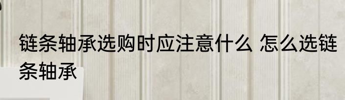 链条轴承选购时应注意什么 怎么选链条轴承