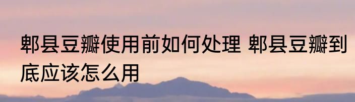 郫县豆瓣使用前如何处理 郫县豆瓣到底应该怎么用