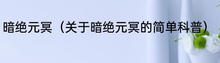 暗绝元冥（关于暗绝元冥的简单科普）