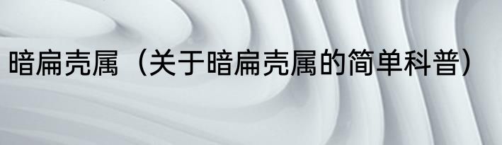 暗扁壳属（关于暗扁壳属的简单科普）