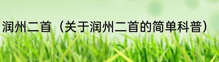 润州二首（关于润州二首的简单科普）