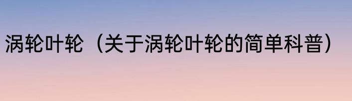 涡轮叶轮（关于涡轮叶轮的简单科普）