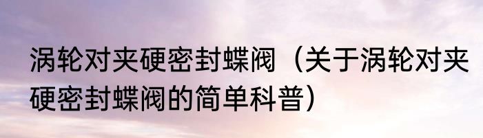 涡轮对夹硬密封蝶阀（关于涡轮对夹硬密封蝶阀的简单科普）