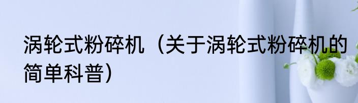 涡轮式粉碎机（关于涡轮式粉碎机的简单科普）