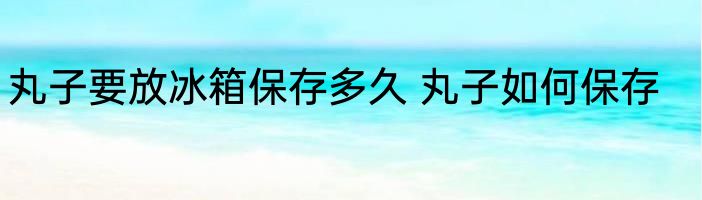 丸子要放冰箱保存多久 丸子如何保存