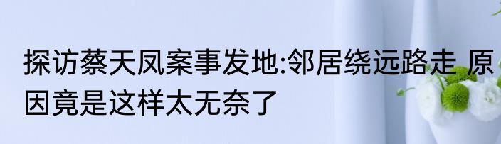 探访蔡天凤案事发地:邻居绕远路走 原因竟是这样太无奈了