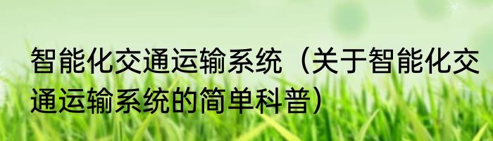 智能化交通运输系统（关于智能化交通运输系统的简单科普）