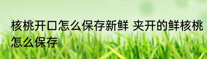 核桃开口怎么保存新鲜 夹开的鲜核桃怎么保存