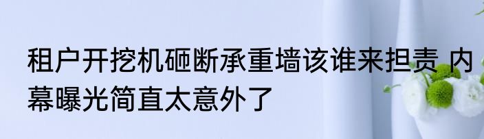 租户开挖机砸断承重墙该谁来担责 内幕曝光简直太意外了