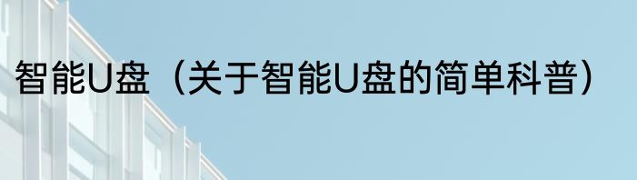 智能U盘（关于智能U盘的简单科普）