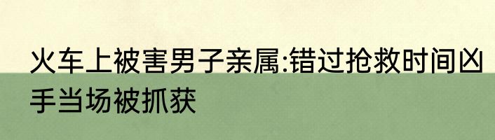 火车上被害男子亲属:错过抢救时间凶手当场被抓获