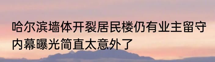 哈尔滨墙体开裂居民楼仍有业主留守 内幕曝光简直太意外了