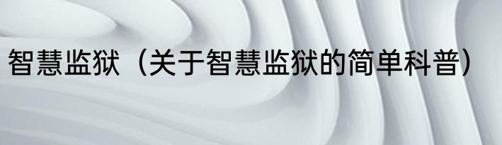智慧监狱（关于智慧监狱的简单科普）