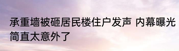 承重墙被砸居民楼住户发声 内幕曝光简直太意外了