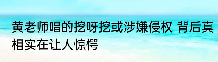 黄老师唱的挖呀挖或涉嫌侵权 背后真相实在让人惊愕