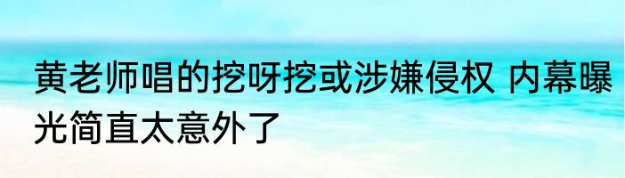 黄老师唱的挖呀挖或涉嫌侵权 内幕曝光简直太意外了