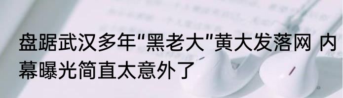 盘踞武汉多年“黑老大”黄大发落网 内幕曝光简直太意外了