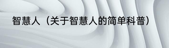智慧人（关于智慧人的简单科普）