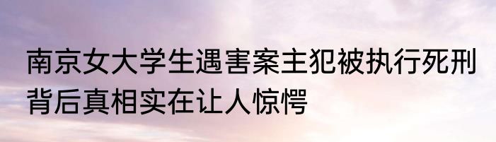 南京女大学生遇害案主犯被执行死刑 背后真相实在让人惊愕