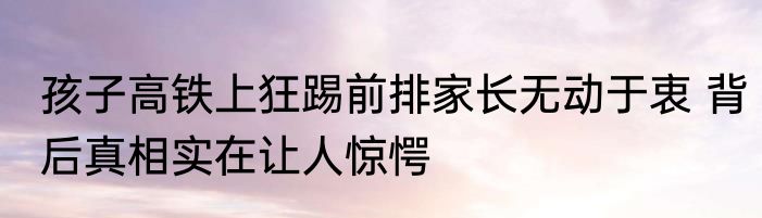 孩子高铁上狂踢前排家长无动于衷 背后真相实在让人惊愕