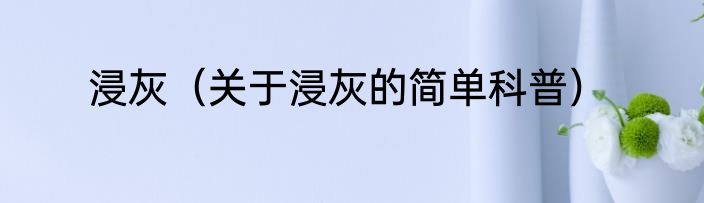 浸灰（关于浸灰的简单科普）